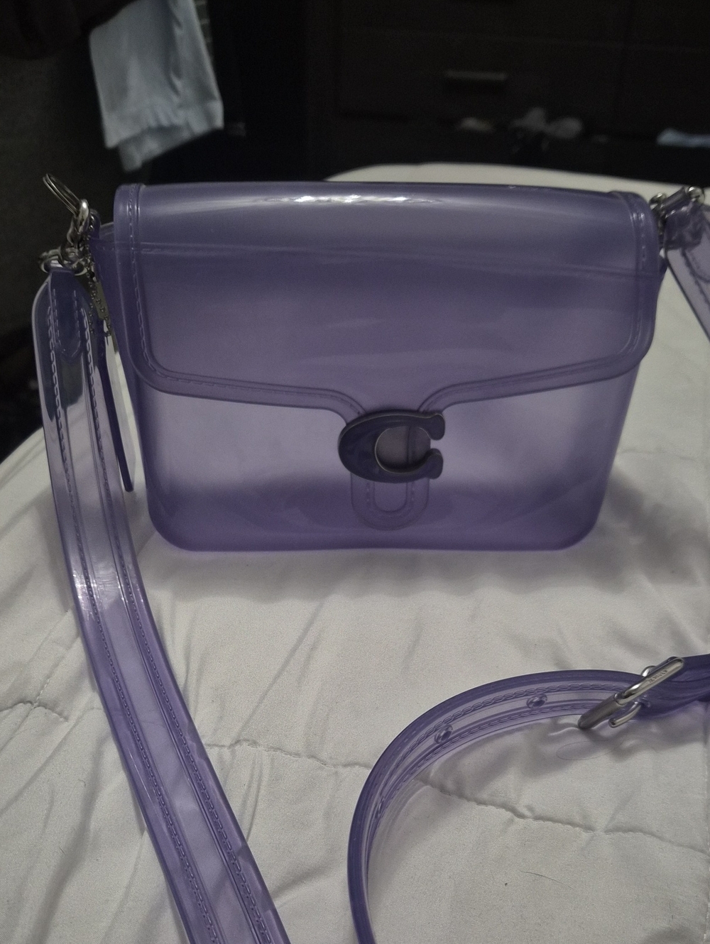 Coach Transparent Lavender Crossbody Bag with Turn-Lock
